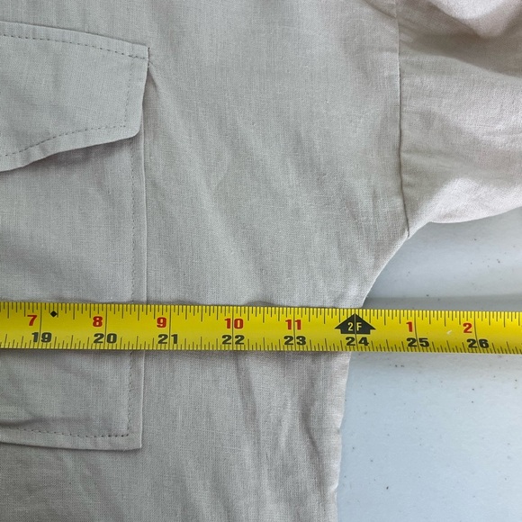 NWT Love Tree Lagenlook Sz M Linen Blend Cream Neutral Button-Down Front Shirt - Picture 9 of 11